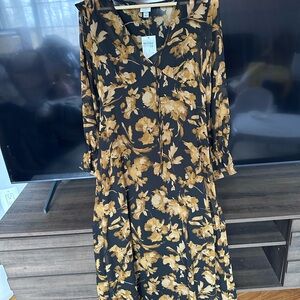 A New Day Black and Brown Floral Maxi Dress